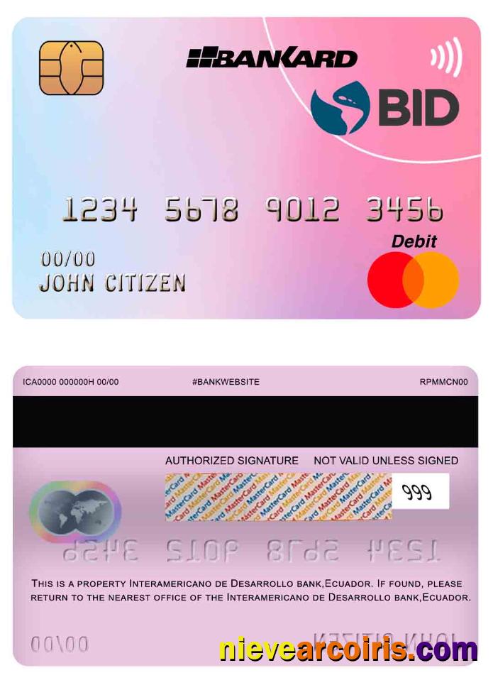 Ecuador Interamericano de Desarrollo (BID) bank mastercard